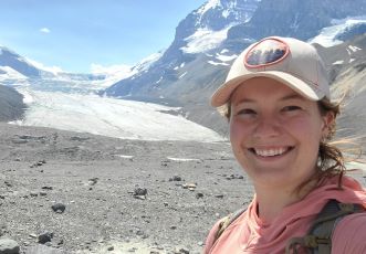 Mallory Thomas with glacier
